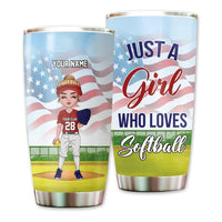 Personalized Just A Girl Who Loves Softball Tumbler