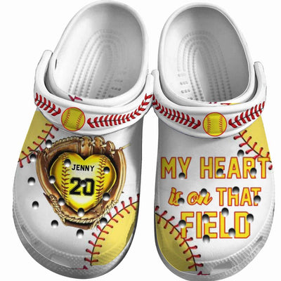 Softball Clogs My Heart Is On That Field Personalized Gift