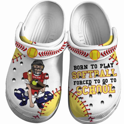Softball Clogs Catcher Catching Born To Play Personalized Gift