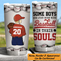 Baseball Tumbler Pitcher Born With Baseball In Their Soul Personalized Sport Gift