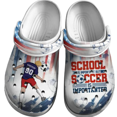 Soccer Clogs Male Player Header 01 School Is Important 01 Personalized Sport Gift