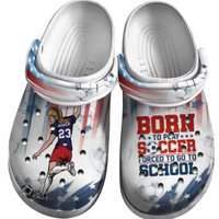 Soccer Clogs Female Female Player Kicking Ball Born To Play 01 Personalized Sport Gift