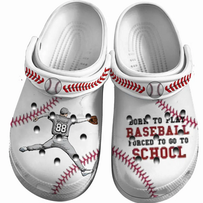 Baseball Clogs Pitcher Throwing Born To Play Personalized Gift