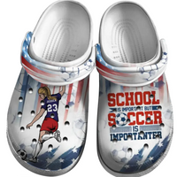 Soccer Clogs Female Player Kicking Ball 01 School Is Important Personalized Sport Gift