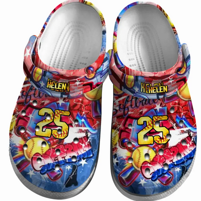 Softball Clogs Graffiti Art 02 Personalized Sport Gift