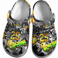 Softball Clogs Graffiti Art Gray Version Personalized Sport Gift