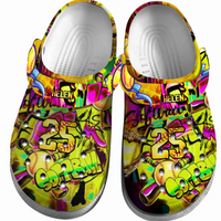 Softball Clogs Graffiti Art Yellow Version Personalized Sport Gift