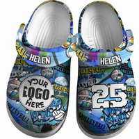 Volleyball Clogs Graffiti Art 01 Blue Yellow Version Personalized Gift