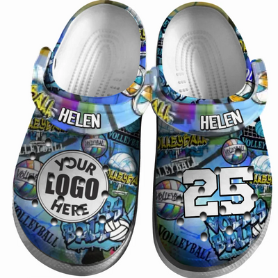 Volleyball Clogs Graffiti Art 01 Blue Yellow Version Personalized Gift