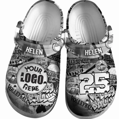 Volleyball Clogs Graffiti Art 01 Gray Version Personalized Gift