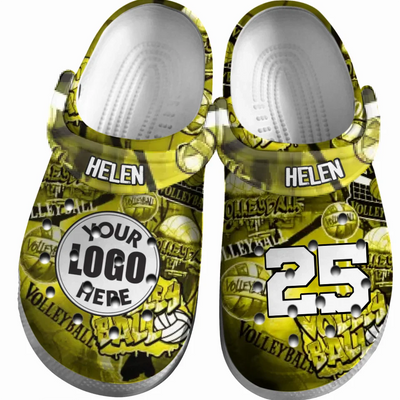 Volleyball Clogs Graffiti Art 01 Yellow Version Personalized Gift