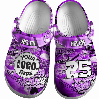 Volleyball Clogs Graffiti Art 01 Purple Version Personalized Gift