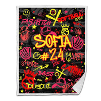 Softball Blanket Spray Text 01 Personalized Sport Gift