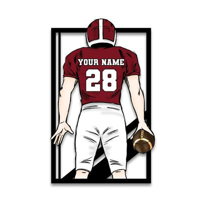 Personalized Football Player Shaped Metal Sign 01