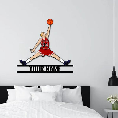 Personalized Basketball Player Shaped Metal Sign