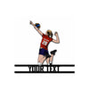 Personalized Attacking Volleyball Woman Shaped Metal Sign
