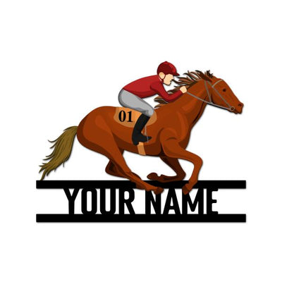 Personalized Horse Race Shaped Metal Signs