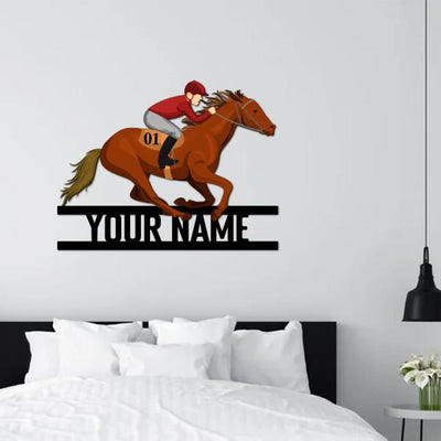 Personalized Horse Race Shaped Metal Signs