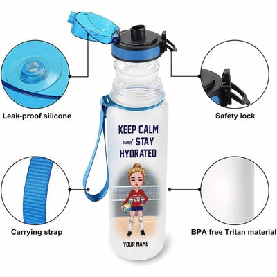Personalized Just A Girl Who Loves Volleyball 32oz Water Tracker Bottle