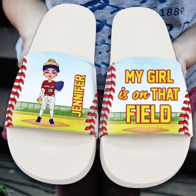 Personalized My Girl Is On That Field Slip On Slippers