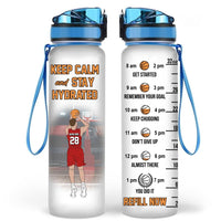 Personalized Keep Calm And Stay Hydrated Basketball Boy 32oz Water Tracker Bottle