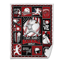 Baseball Sherpa Blanket Pitcher Throwing Eat Sleep Baseball Repeat Personalized Gift