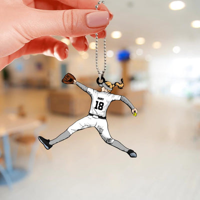 Softball Ornament Shaped Throwing The Ball Personalized Gift