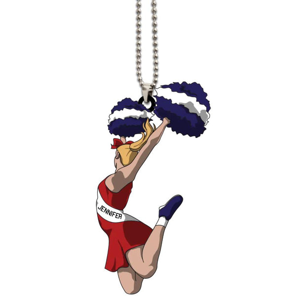 Personalized Cheerleader/Pom Ornament - Blue