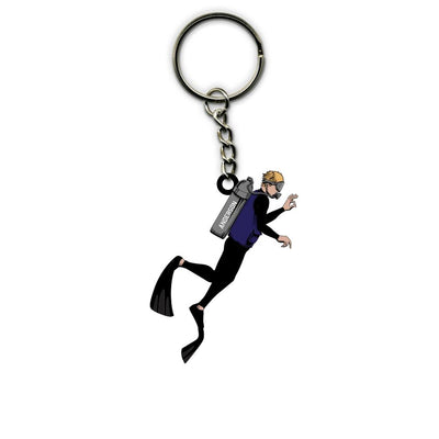 Scuba Diving Keychain Male Diver 01 Personalized Gift