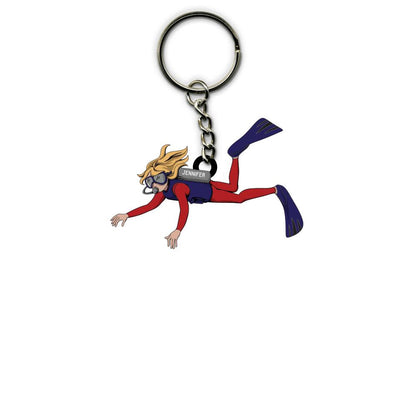 Scuba Diving Keychain Female 03 Personalized Gift