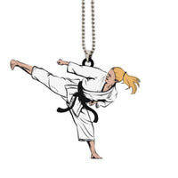 Karate Ornament Female Side Kick Personalized Gift