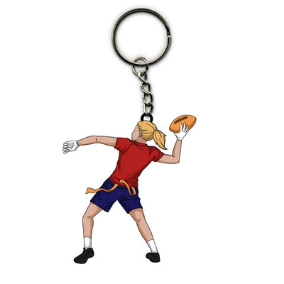 Flag Football Keychain Girl Throwing Personalized Sport Gift