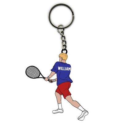 Tennis Keychain Boy Backhand Personalized Sport Gift