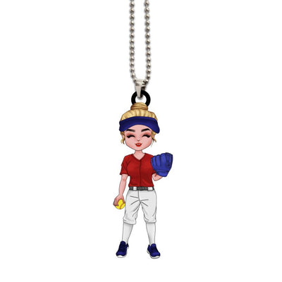 Softball Ornament Chibi Girl Pitcher Standing 09 Personalized Sport Gift