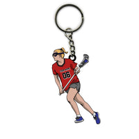 Lacrosse Keychain Girl Running Personalized Sport Gift