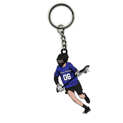 Lacrosse Keychain Boy Running Personalized Sport Gift