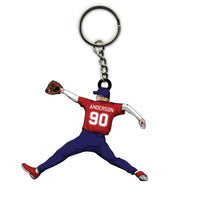 Baseball Keychain Pitcher Throwing 01 Personalized Sport Gift