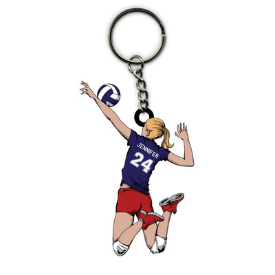 Volleyball Keychain Female Attack 01 Personalized Sport Gift