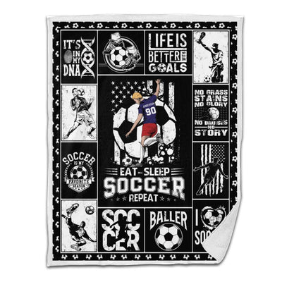 Soccer Sherpa Blanket Player Kick Personalized Sport Gift Black Version