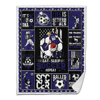 Soccer Sherpa Blanket Player Kicking Ball Personalized Sport Gift Navy Version