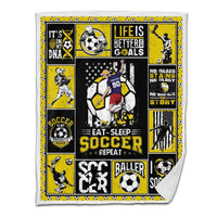 Soccer Sherpa Blanket Player Kicking Ball Personalized Sport Gift Yellow Version