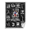 Volleyball Sherpa Blanket Female Attack 01 Personalized Sport Gift Black Version