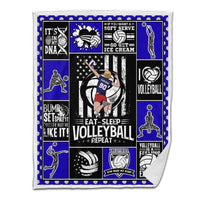 Volleyball Sherpa Blanket Male Attack 01 Personalized Sport Gift Blue Version