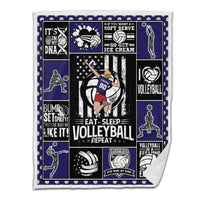 Volleyball Sherpa Blanket Male Attack 01 Personalized Sport Gift Navy Version