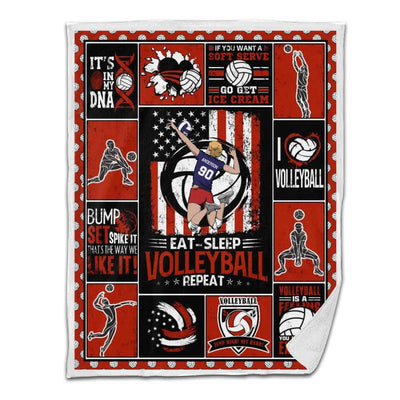 Volleyball Sherpa Blanket Male Attack 01 Personalized Sport Gift Red Version