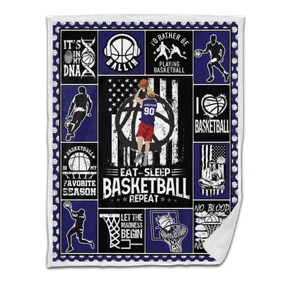 Basketball Sherpa Blanket Jump Back Navy Version