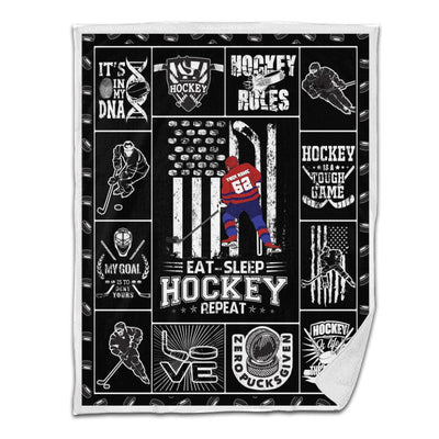 Ice Hockey Sherpa Blanket Player 01 Black Version