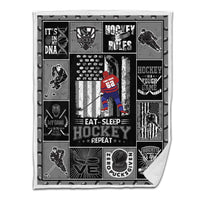 Ice Hockey Sherpa Blanket Player 01 Gray Version