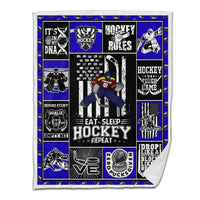 Ice Hockey Sherpa Blanket Player 02 Blue Version