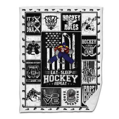 Ice Hockey Sherpa Blanket Player 02 White Version